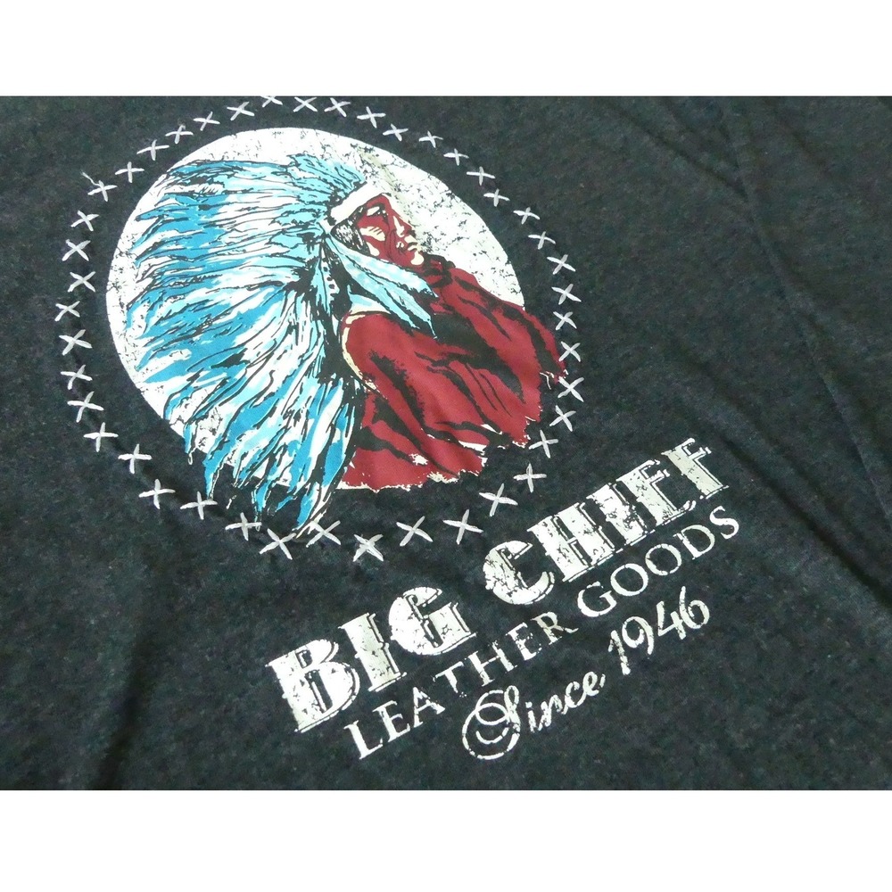 Panhandle Slim Big Chief Leather Goods Fringe Graphic Top Western Gray Womens L - Picture 3 of 8